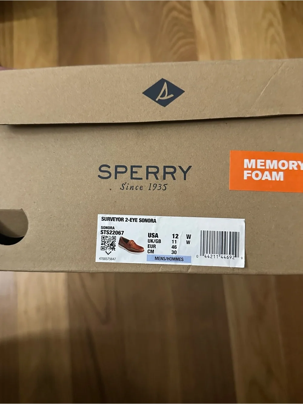 Sperry Surveyor 2-Eye Sonora Brown Leather Shoes 12W